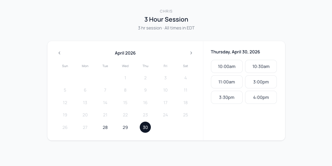 Client booking experience